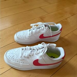 Nike Women's White and Pink Swoosh Sneakers